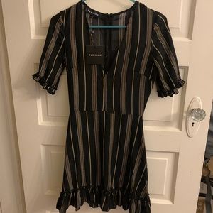 Parisian Black & Gold Dress - Size 2